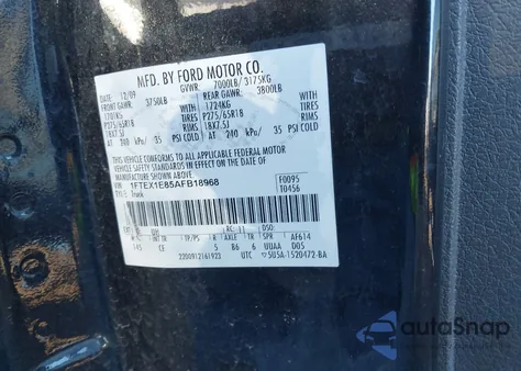 2010 Ford F-150 Stx/Xl/Xlt из США, поврежденный, VIN 1FTEX1E85AFB18968